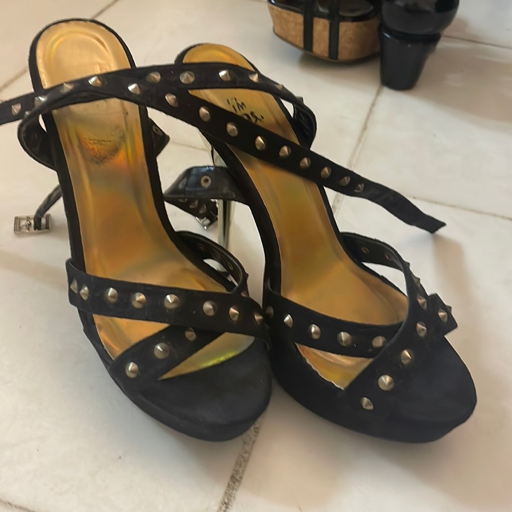 Vintage gold heel stilettos